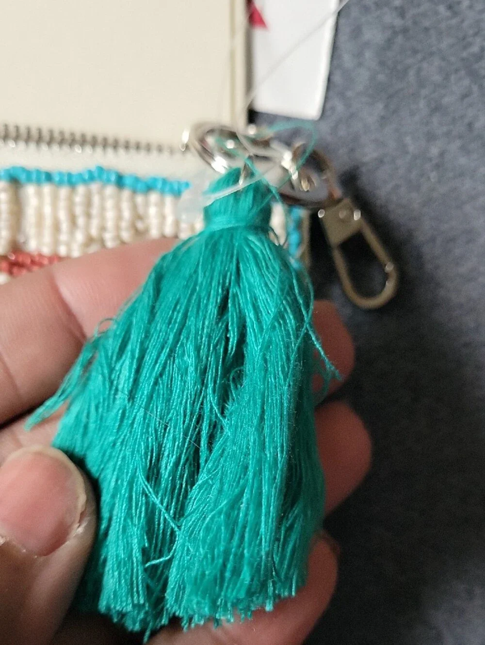 Viral Beaded Turquoise Surfing Coin Purse with Tassel